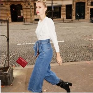 Joie Denim Marylu Cropped Wide Leg Jeans